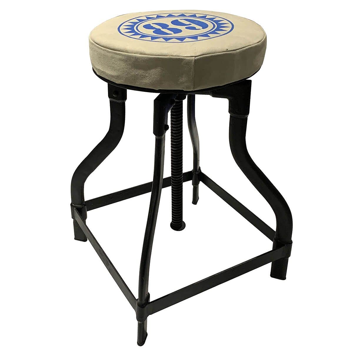Tabouret atelier vintage Solal en métal robuste et assise en toile haut de gamme