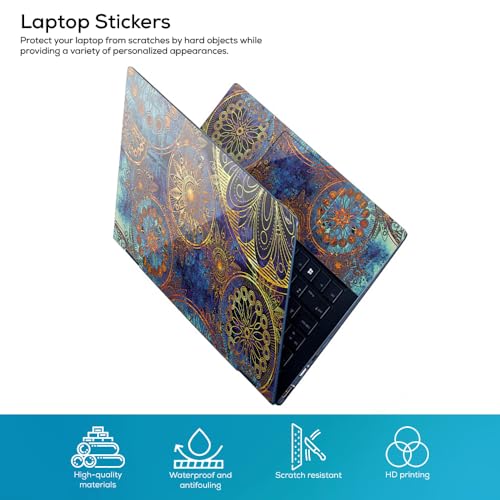 Image of Galaxsia Mandala Top+Wrist Pad Vinyl Laptop Skin /Sticker /Cover Upto 15.6 Inches Laptops Laminated-Removable-HD Quality Compatible for Hp-Dell-Sony-Lenovo-Asus etc.(15x10 Inches)