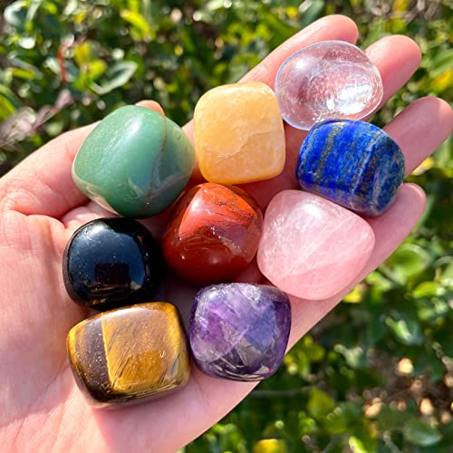 ZenQ Chakra Stones Healing Crystals-Tumbled Amethyst, Rose Quartz, Black Obsidian,