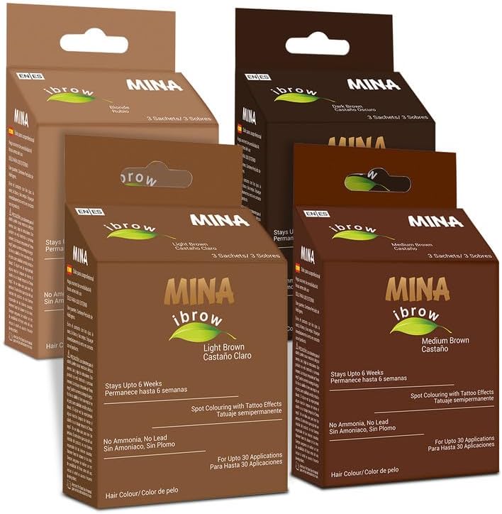 MINAibrow Henna Tint Kit Combo Set (Dark Brown, Medium Brown,Light Brown, Blonde)