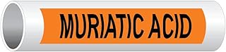 ComplianceSigns.com Muriatic Acid (Black Legend On Orange Background) Pipe Label Decal, 8x2 inch 5-Pack Vinyl for Pipe Markers Hazmat