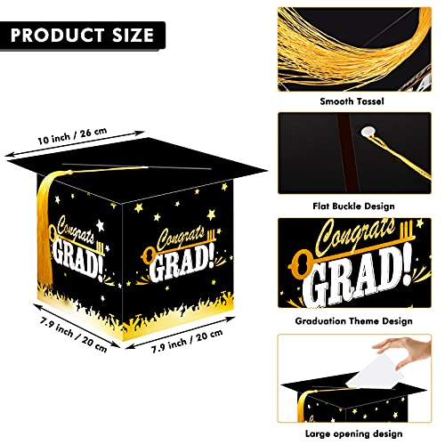 Image of Outus 2026 Grad Card Box with Tassel Congrats Graduation Cap Card Holder for Graduation Gift Box Party Supplies(Black,Stylish)