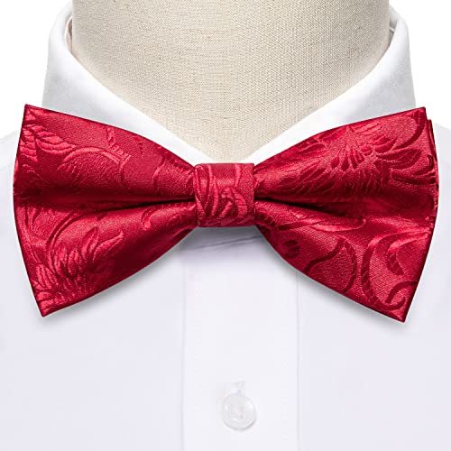 Image of YOHOWA Paisley Striped Men Bow Tie Pre-Tied Formal Adjustable Colorful Bowties Handkerchief Cufflinks Set Wedding Party