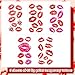 5 Sheets Kiss Tattoos Temporary Red Tattoos Lip Stickers Temporary Lip Tattoo Sticker Red Kiss Stickers for Women Party Cosplay Decorations Makeup Face Body