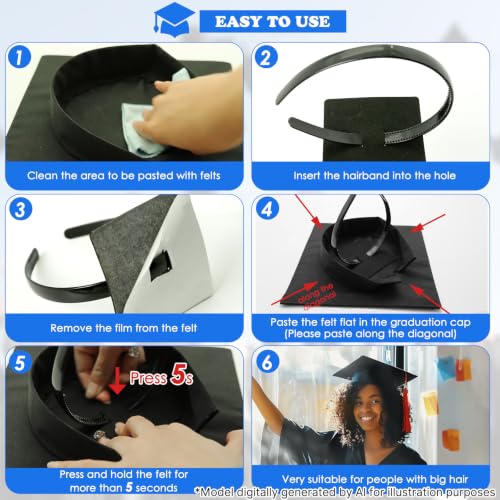 Image of 2 Pcs Graduation Cap Headband, Anti-fall Firm Hair Band for Graduation Cap, Graduation Gifts Hat Insert Accessories for Graduates, Students, Women