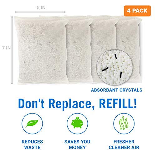 Image of 4 Pack Moisture Absorber Refill Bags, Unscented and Fragrance-Free Pellet Packs, Dehumidifier Refills for Buckets, Ideal for Eliminating Odors and Damp Air in Basement, Closet, Home, RV, and Boating