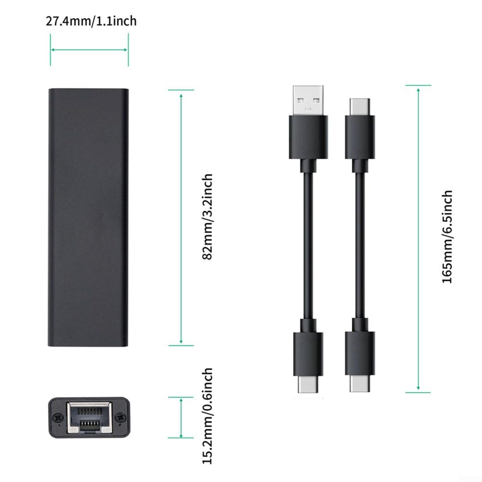 Realtek RTL8157 - Adattatore di rete USB 3.2 a 5GbE, trasferimento dati ad alta velocità da 5 Gbps con cavi A-C e C-C per Windows 11, compatto per le aziende