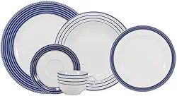 Serviço de Jantar e Chá 20 peças em Porcelana. Modelo Redondo Voyage. Decoração Paula. Fabricado pela Schmidt.