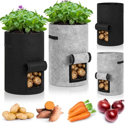 Yoojahow 4 Pack 30 Gallon Potato Grow Bags with Harvest