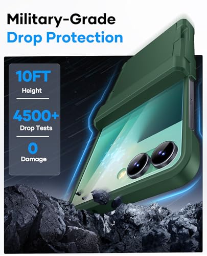 Image of ASAFCASE for Samsung Galaxy Z Flip 7 Case Wallet with Card Holder, Green | Hinge Protector, Outer Screen Protector, Full Body Protection, Shockproof Rugged Cover Phone Case for Samsung Galaxy Z Flip 7