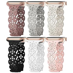 6 Pack Lace Silicone Bands for Apple Watch Band 38mm 40mm 41mm 44mm 42mm 45mm Women,Breathable Replacement Wristbands iWatch Series 9/8/7/SE/6/5/4/3/2