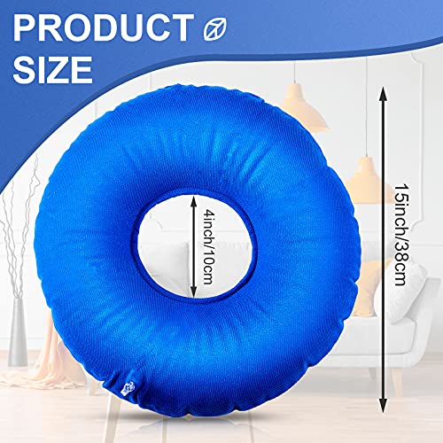 Zonon 2 Pieces Inflatable Donut Cushion Inflatable Ring Cushion Seat 15 Inch Round Inflatable Cushion Portable Donut Cushion Pillow For Home Office Chair Wheelchair Car, 2 Colors (Blue, Red) #TOP1