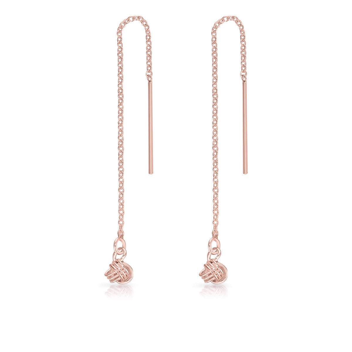 DTPsilverAretes de Plata Pequeños - Pendientes Colgantes Mujer Plata de Ley 925 Chapados en Oro Amarillo o Rosa - Cadena con Nudo Celta - Longitud 75 mm - Diámetro: 4 mm