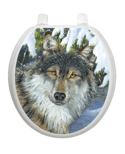 Lone Wolf Toilet Tattoo TT-1078-R Round Lake Pond Summertime Seat Decal