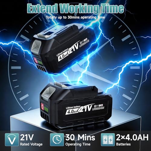 blayram Akku Hobel Makita 18V Akku, 15000RPM Bürstenlose Elektrohobel mit 2 * 4.0Ah akku, 82mm Breite, 0-2MM Einstellbare Tiefe für Holzbearbeitung Möbel DIY