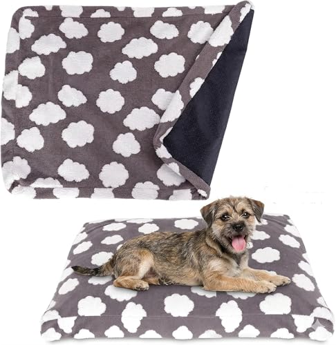 Image of Faux Fur Dog Bed Covers - Ultra Soft Rose Velvet, Removable & Washable, Cozy & Durable,Large Pet Bed Cover Only (No Filling) - Gray, (Cloud Dark Gray, Small(30.0 inch L x 20.0 inch W x 4.0 inch Th))