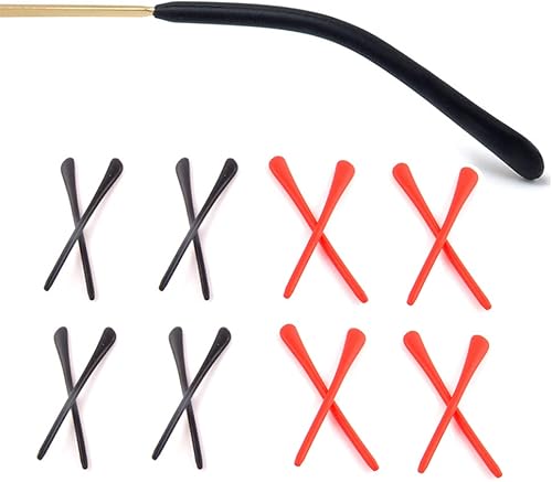 Miniatura 10 de 8 pares de puntas de punta de lentes para orejas, tubos antideslizantes, puntas de repuesto de silicona para patas de metal fino, 4 negro4 grises