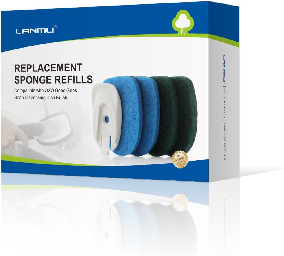 Lanmu Sponge Refills for OXO Good Grips Soap Dispensing Dish Brush,4PCS