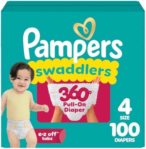 Pampers Diapers - Swaddlers 360 degrees - Size 4, 100 Count, up t...