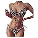 Vexiangni Damen Mini Bikini Set Sexy Extrem Bademode Zweiteiler Badeanzug Erotische Metallic Dessous Neckholder Bikini Oberteil mit String Thong Swimwear
