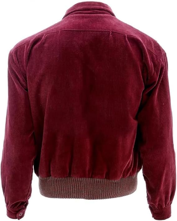 Men's Red Corduroy Trucker Jacket - Varsity Style Bomber Jacket3