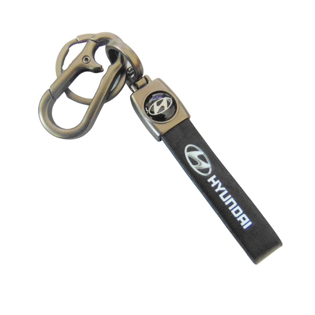 Yaa Catchy PREMIUM LEATHER & Metal Bikes Hook KeyChain Compatible with HYUNDAI Unique Stylish look For Men Women BIKE & CAR Keyring for HYUNDAI I10 NIOS KONA I20 CRETA VENUE (HYUNDAI Lovers) BLACK