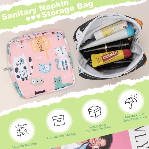 Image of Sanitary Pad Storage Bag Portable Period Bag for Teen Pads /Sanitary Napkins /Small Tampons, Sanitary Napkin Storage Bag First Period Gifts for Teen Girls (Purple Hearts)