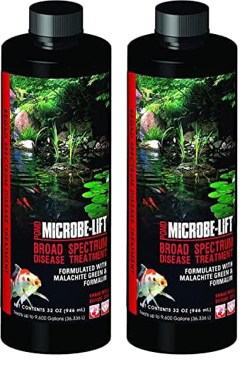 MICROBE-LIFT BSDT32 Broad Spectrum Disease Treatment for Ponds and Outdoor Water Garden, Safe for Live Koi Fish, Goldfish, Plants, and Decor, 32 Ounces (Pack of 2)