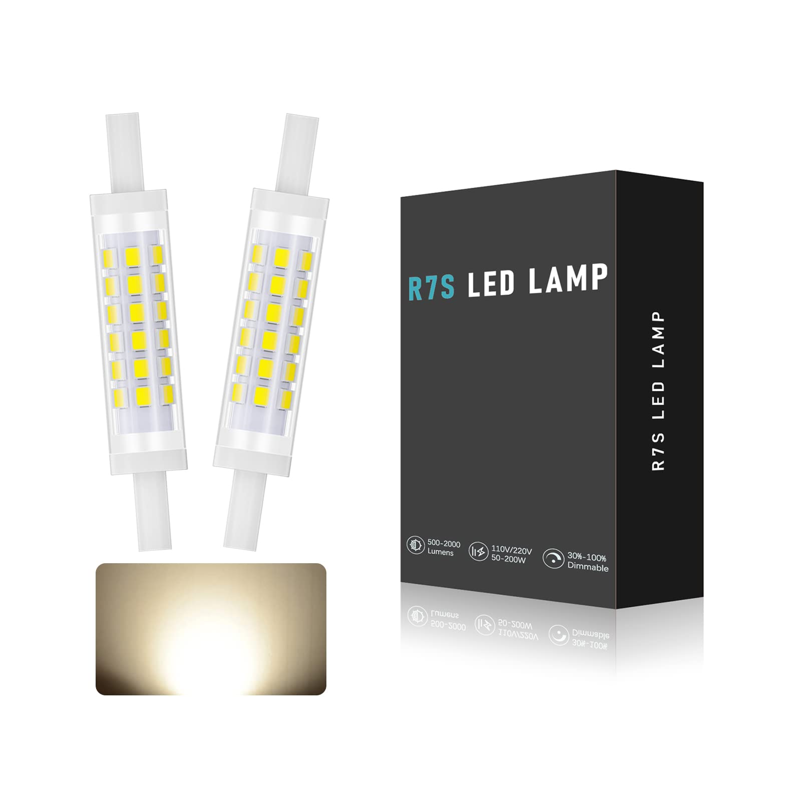 R7S LED 78mm Bulbs, dimmable, 500lm, 5W LED Equivalent R7S 78 mm 45W Halogen Bulbs, IC Constant Current Bulb no Strobe, AC100-230V (Color : Bianco Naturale, Size : 78MM 2pcs) โ image 1
