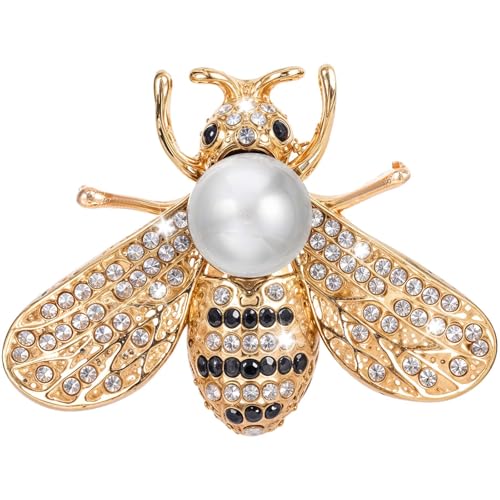 Image of Honey Bee Brooch Lapel Brooch Pins for Women Insect Themed Bee Brooches with Faux Pearl Vintage Designer Brooch Jewelry Decoration for Birthday Dating Party Anniversary