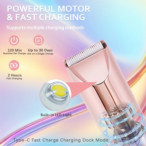 Image of Bikini Trimmer for Women,2-in-1 IPX7 Waterproof Electric Shaver,USB Cordless Painless Electric Razors with LED Display for Legs Bikini Facial Hair Removal, Body Wet&Dry Use Razor Kit for Lady Grooming