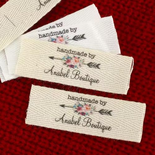 Etiquetas de tela personalizadas for ropa (20, 50 o 100 unidades), etiquetas de cinta de sarga personalizadas, accesorios de costura, etiquetas con logotipo o nombre, 20 x 60 mm.