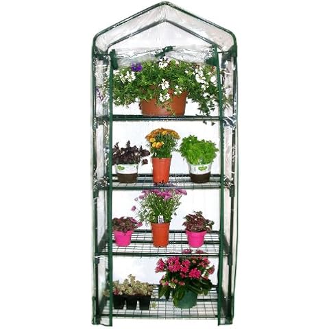 Parkland 4 Tier Mini Greenhouse Cold Frame PVC Plastic Outdoor Garden Steel Frame Plants Grow House Cover