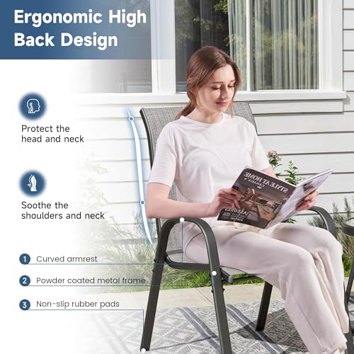 Image of Amopatio Patio Chairs Set of 4, Outdoor Stackable Dining Chairs for All Weather, Breathable Garden Outdoor Furniture for Backyard Deck(Light Grey)