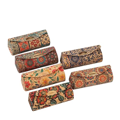 Mandala Bohemian Style 6 Pcs Lipstick Case With Mirror Chapstick Holder Storage Vintage Makeup Box Small Gifts Case