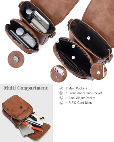 Crossbody Bags for Women,Travel Purse Small Vegan Leather Purse Designer Shoulder Handbag with Wide Strap3