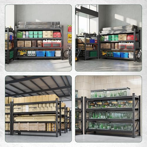 Image of Letaya 68 inch W Storage Shelves Heavy Duty, 7000LBS Garage Shelving Units, 4 Tier Adjustable Utility Rack Shelf,Large Metal Industrial Shelves,for Shop,Warehouse,Basement,Black (68 inch W x 24 inch D x 64 inch H)