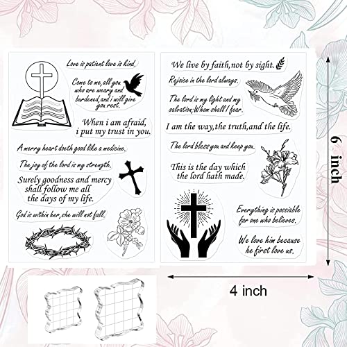 Bible Verse Clear Christian Scrapbooking Rubber Stamps Sets For Card Making 2 Sheets - Bible Verse Silicone Stamp Acrylic Stamp Blocks With Grid Lines For Rubber Stamping Supplies Diy Scrapbooking #TOP1