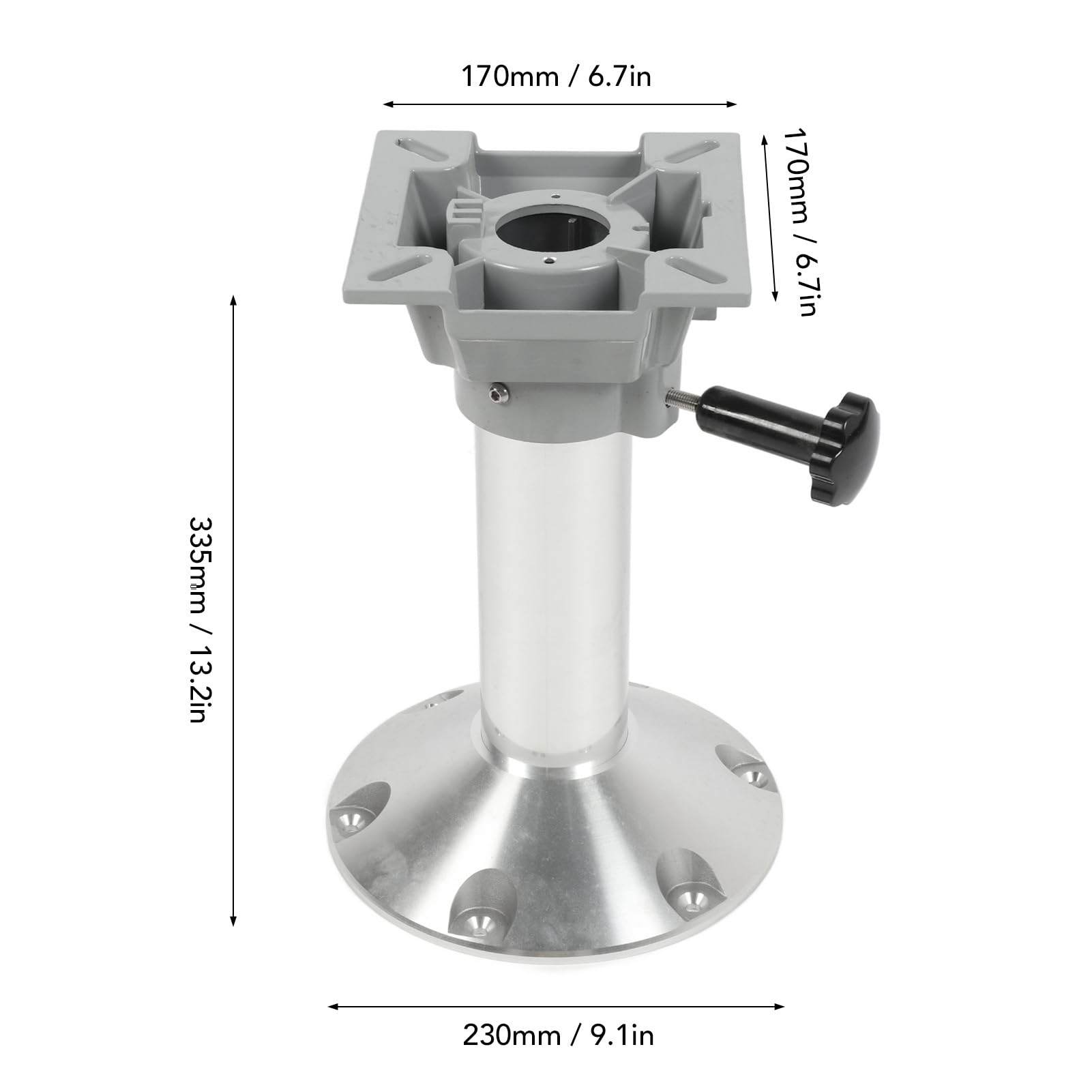 SENECESLI Bootssitz-Sockel – Verstellbarer Marinesockel Aus Edelstahl, 360° Drehbar, Pneumatisch, Höhe 550–750 Mm, Für Yacht, Dock, Wohnmobil
