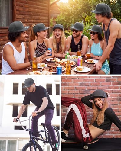 Image of 15 Pack Snapback Hats for Men Hip Hop Style Solid Baseball Hats Adjustable Snapback Cap Flat Brim Baseball Caps
