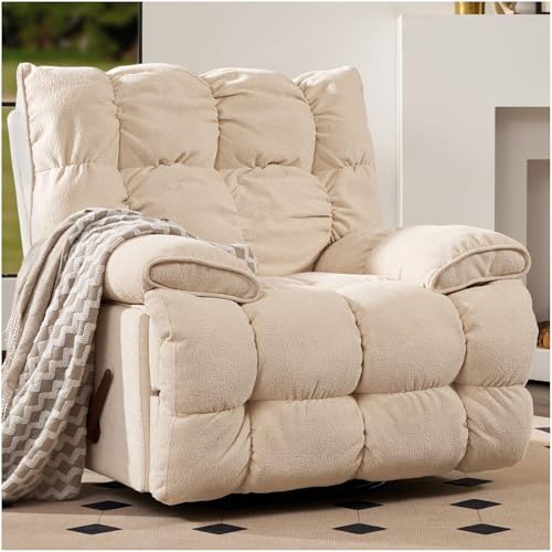Sillón reclinable plegable beige con tela peluche miniatura 1