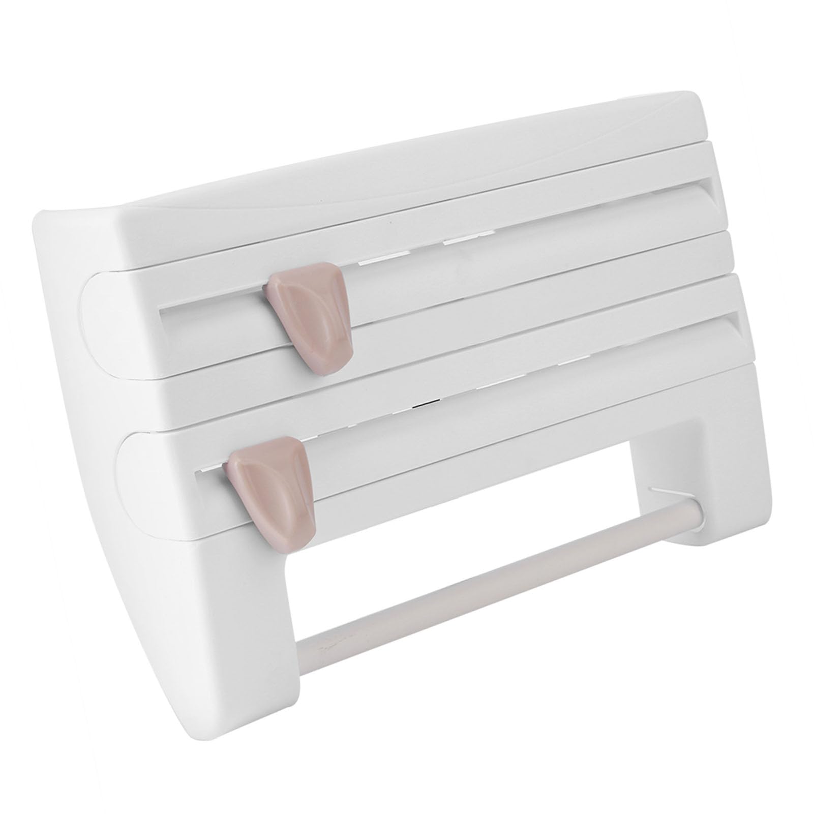 Soporte para rollos de pared, rodillo de corte de 3 capas, soporte para rollos de papel con cuchillas afiladas, cortador de papel con superficie de almacenamiento para total cocina y baño 15,3 x 3,94