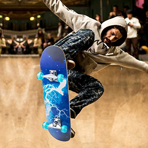 Complete Skateboards for Kids Adults, 31" x 8" Standard Skate board with Colorful Flashing Wheels for Beginners Boys Girls age 7+, 9 Layer Canadian Maple deck Pro Longboard Skateboards with Repair Kit - Thumbnail 5