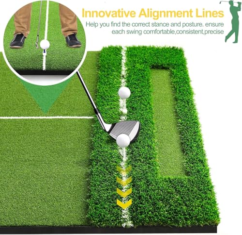 150 x 120cm Golf Abschlagmatte, Golf Übungsmatte inkl. 10 Golfbälle,3 Gummi-Tees, Golfmatte mit 6 Abschlagpositionen, für Indoor und Outdoor Golftraining