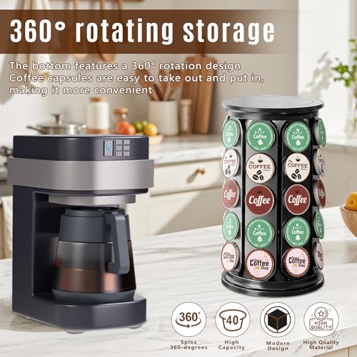 Image of K Cup Holder, Coffee Pod Storage Carousel Holder Organizer Compatible with 40 Keurig K-Cup Pods, Home or Office Kitchen Counter Organizer