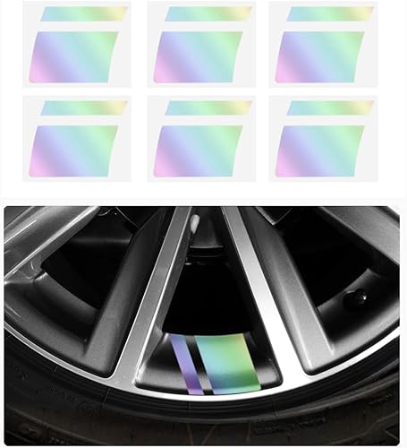 Miniatura 1 de VARGTR 6 calcomanías para llantas, calcomanías reflectantes para llantas de 18 a 21 pulgadas, accesorios de decoración de seguridad para llantas de