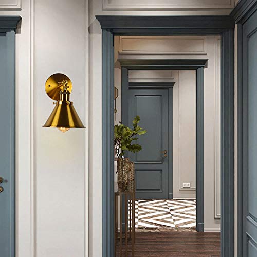 Aplique de pared dorado vintage E27 en pack de 2 lámparas retro de metal para dormitorio 4