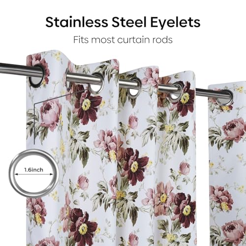 Image of haus & kinder Digital Printed Cotton Window Curtain 5 Feet Long Pack of 2 Window Curtains, 5 Feet Curtain for Window (Vintage Blossom, Multicolor 130x152 CM)