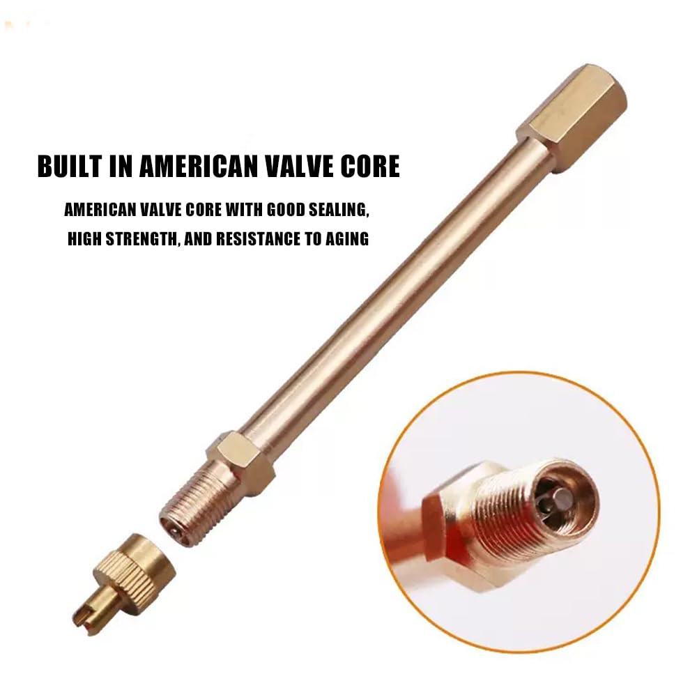 2PCS Prolunga da 10cm per Valvola Antiriflusso con Estrattore Integrato ‒ Prolungamento della Valvola Schrader per Monopattini, Bici, Auto e Furgoni