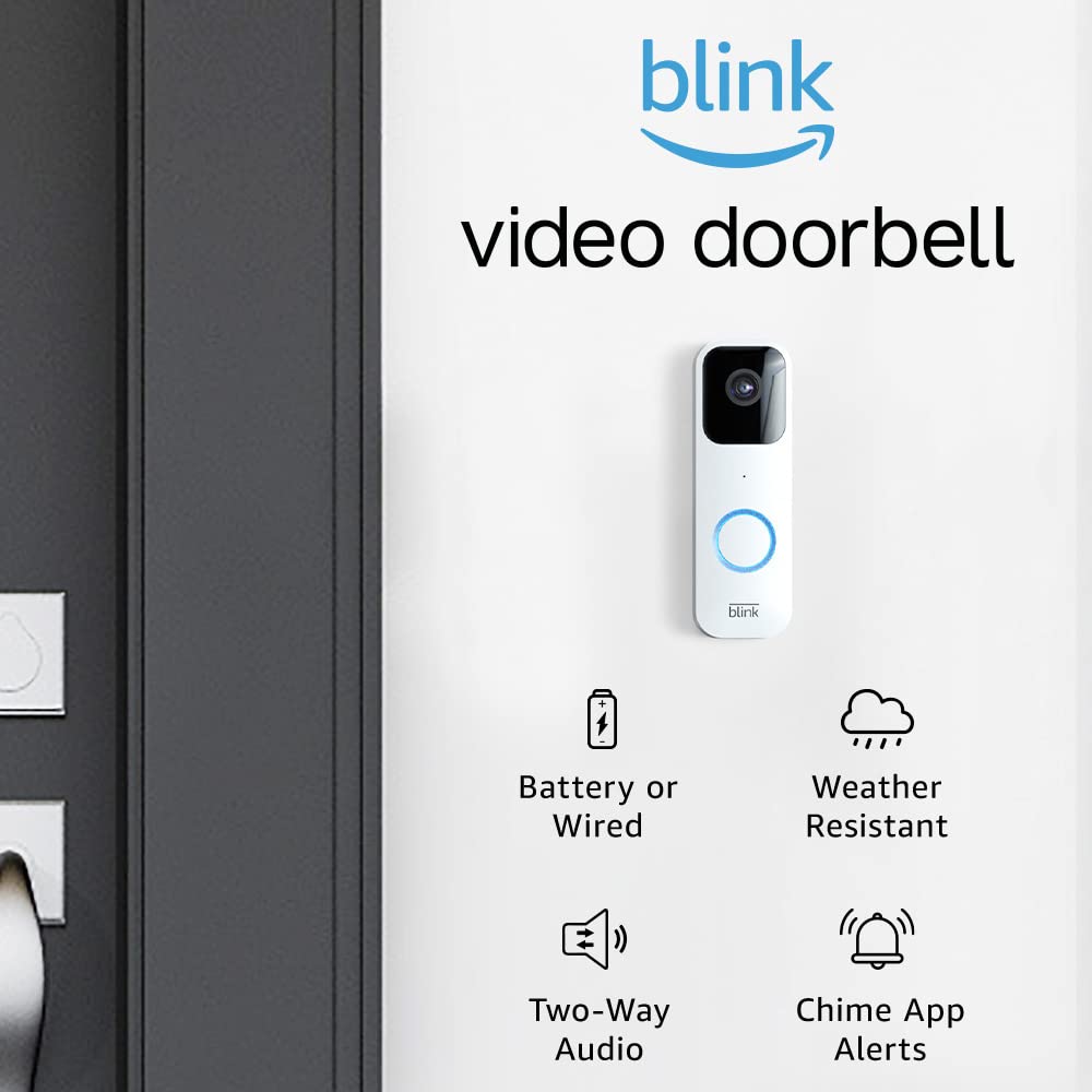 Certified Refurbished Blink Video Doorbell | Two-way audio, HD video, motion and chime app alerts, easy setup, weather resistant and Alexa enabled — wired or wire free (White)